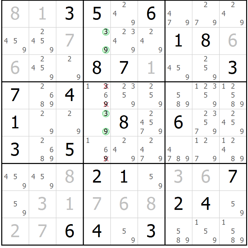 Position des candidats pour la solution de la Gr 61 page 63 du magazine de sudoku Expert n° 019