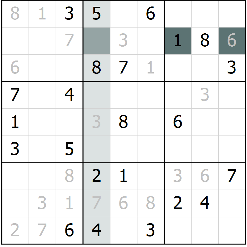 Position des candidats pour la solution de la Gr 61 page 63 du magazine de sudoku Expert n° 019