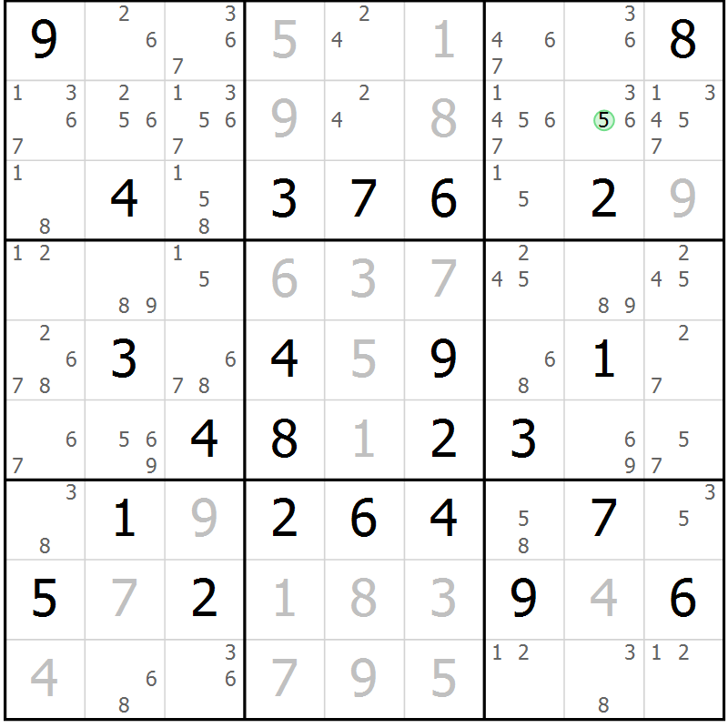 Position des candidats pour la solution de la Gr 62 page 64 du magazine de sudoku Expert n° 019