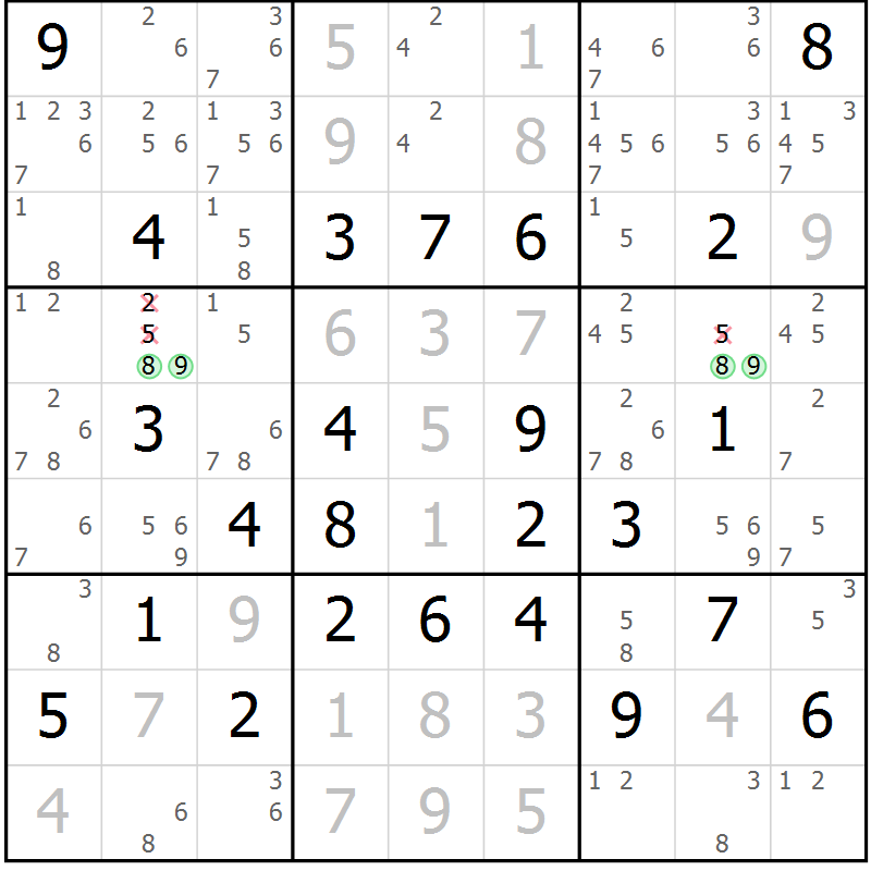 Position des candidats pour la solution de la Gr 62 page 64 du magazine de sudoku Expert n° 019