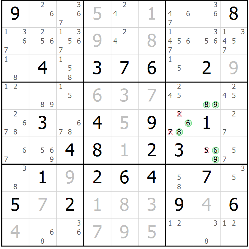Position des candidats pour la solution de la Gr 62 page 64 du magazine de sudoku Expert n° 019