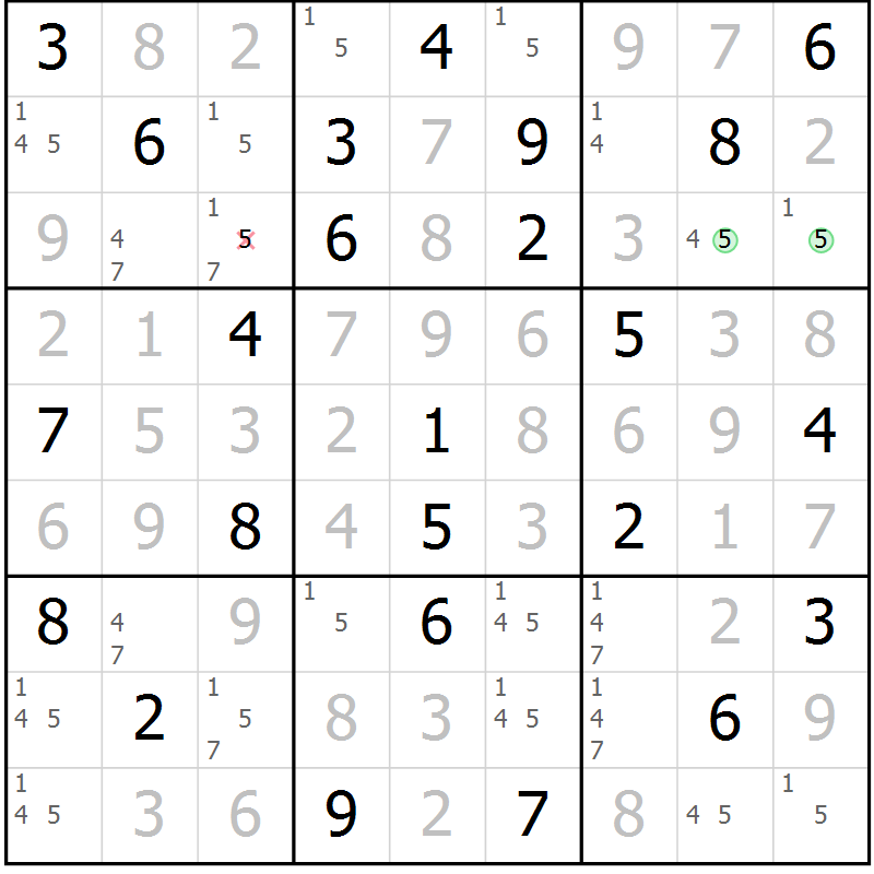 Position des candidats pour la solution de la Gr 63 page 65 du magazine de sudoku Expert n° 019