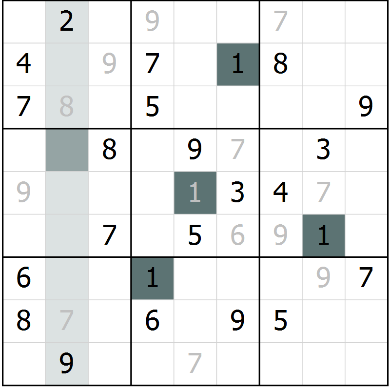 Position des candidats pour la solution de la Gr 64 page 66 du magazine de sudoku Expert n° 019