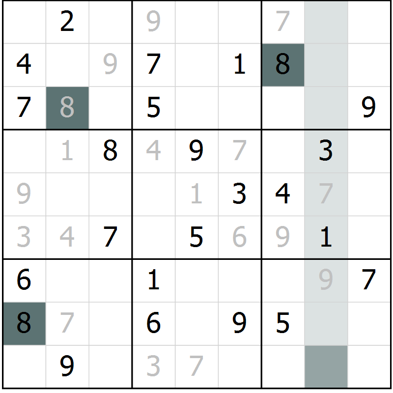 Position des candidats pour la solution de la Gr 64 page 66 du magazine de sudoku Expert n° 019