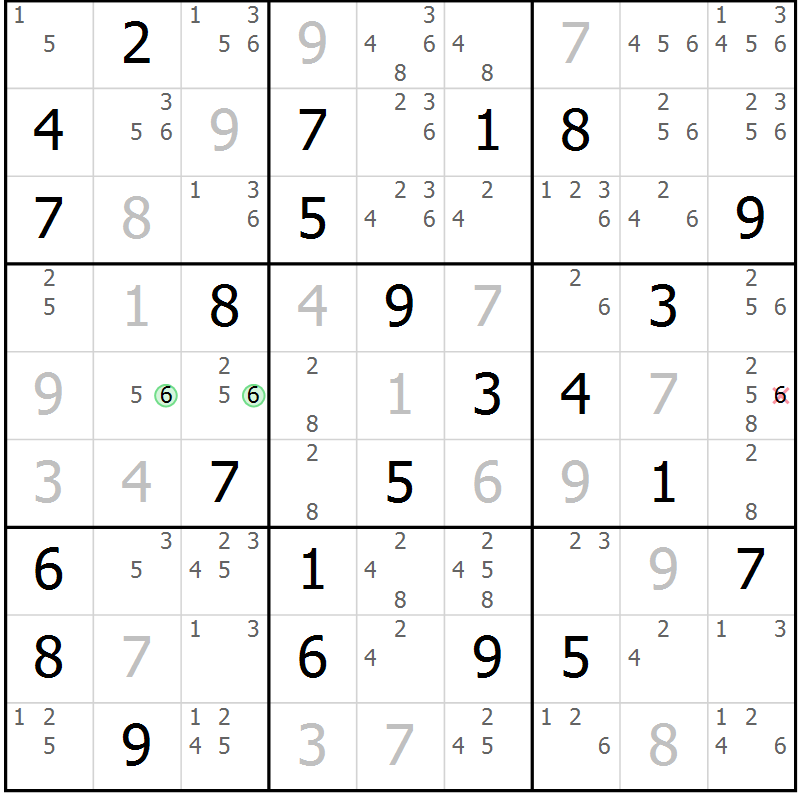Position des candidats pour la solution de la Gr 64 page 66 du magazine de sudoku Expert n° 019