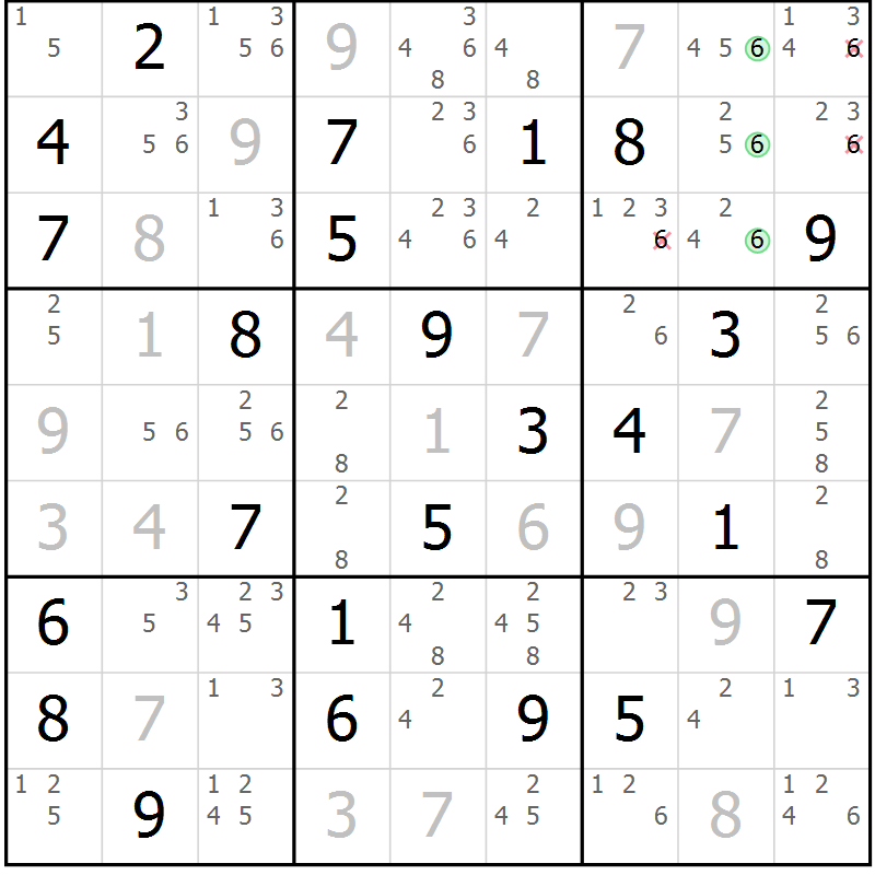 Position des candidats pour la solution de la Gr 64 page 66 du magazine de sudoku Expert n° 019