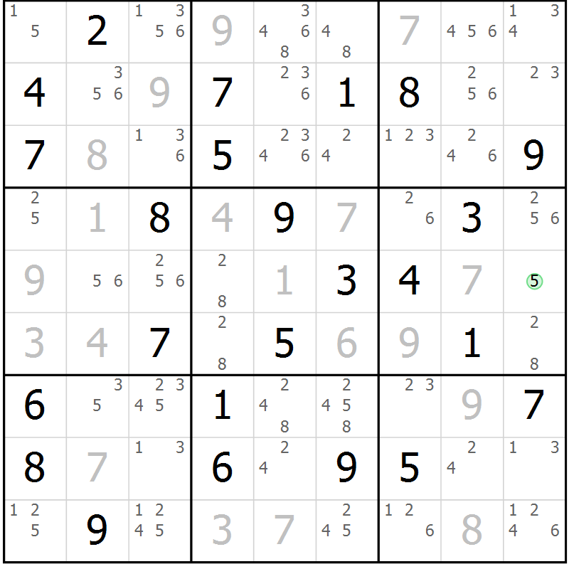 Position des candidats pour la solution de la Gr 64 page 66 du magazine de sudoku Expert n° 019