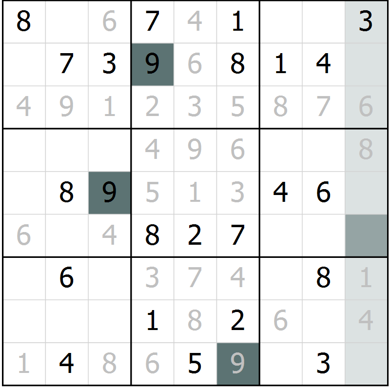 Position des candidats pour la solution de la Gr 65 page 67 du magazine de sudoku Expert n° 019