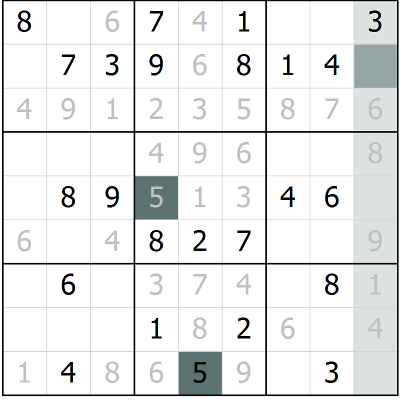 Position des candidats pour la solution de la Gr 65 page 67 du magazine de sudoku Expert n° 019