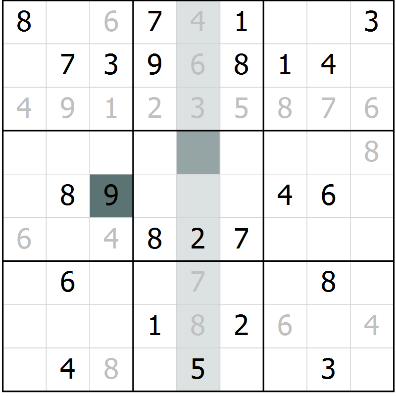 Position des candidats pour la solution de la Gr 65 page 67 du magazine de sudoku Expert n° 019