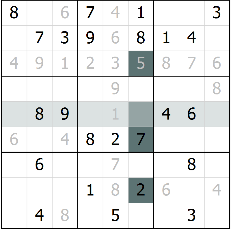 Position des candidats pour la solution de la Gr 65 page 67 du magazine de sudoku Expert n° 019