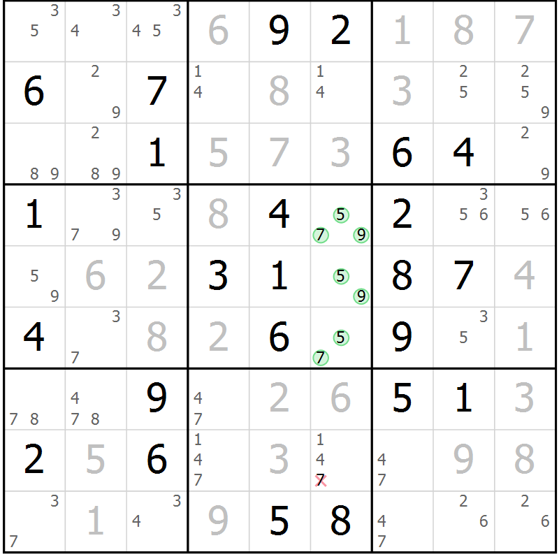Position des candidats pour la solution de la Gr 66 page 68 du magazine de sudoku Expert n° 019