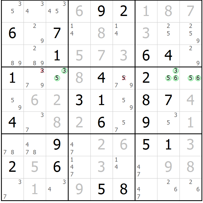 Position des candidats pour la solution de la Gr 66 page 68 du magazine de sudoku Expert n° 019