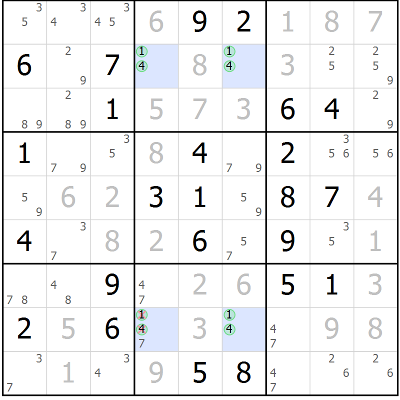Position des candidats pour la solution de la Gr 66 page 68 du magazine de sudoku Expert n° 019