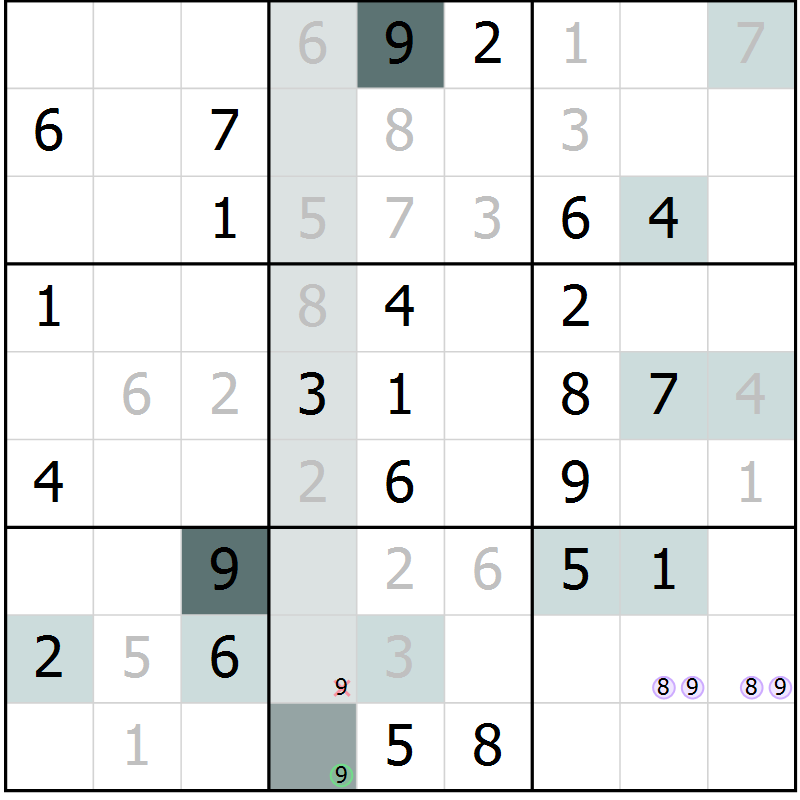 Position des candidats pour la solution de la Gr 66 page 68 du magazine de sudoku Expert n° 019