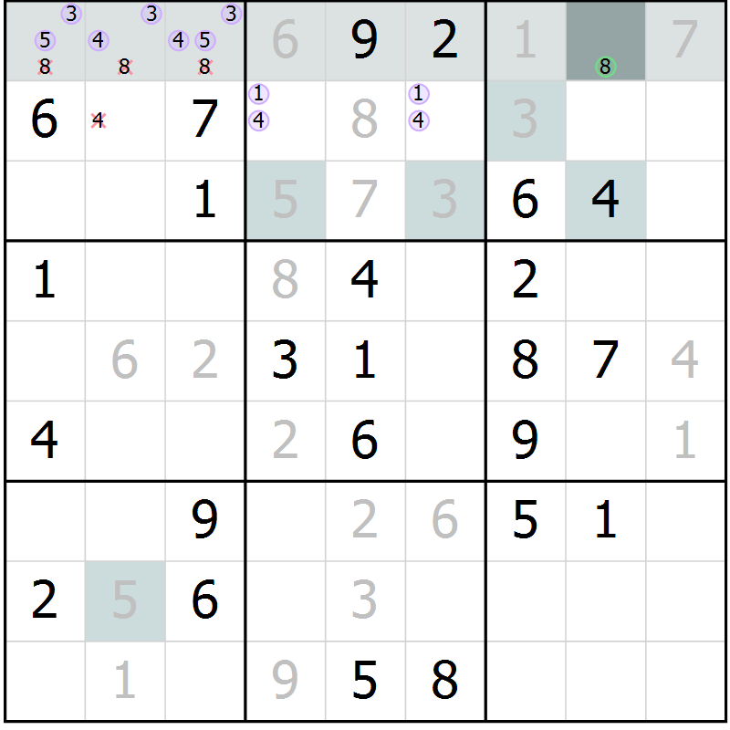 Position des candidats pour la solution de la Gr 66 page 68 du magazine de sudoku Expert n° 019