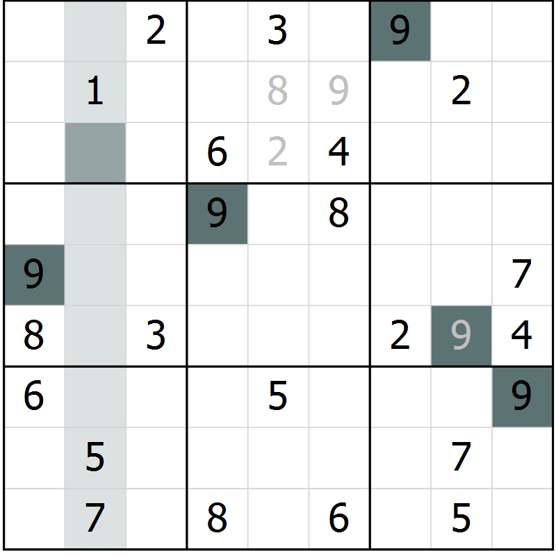 Position des candidats pour la solution de la Gr 67 page 69 du magazine de sudoku Expert n° 019