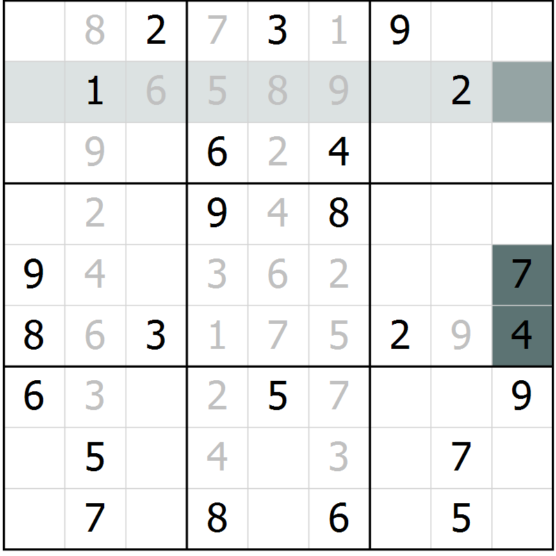 Position des candidats pour la solution de la Gr 67 page 69 du magazine de sudoku Expert n° 019