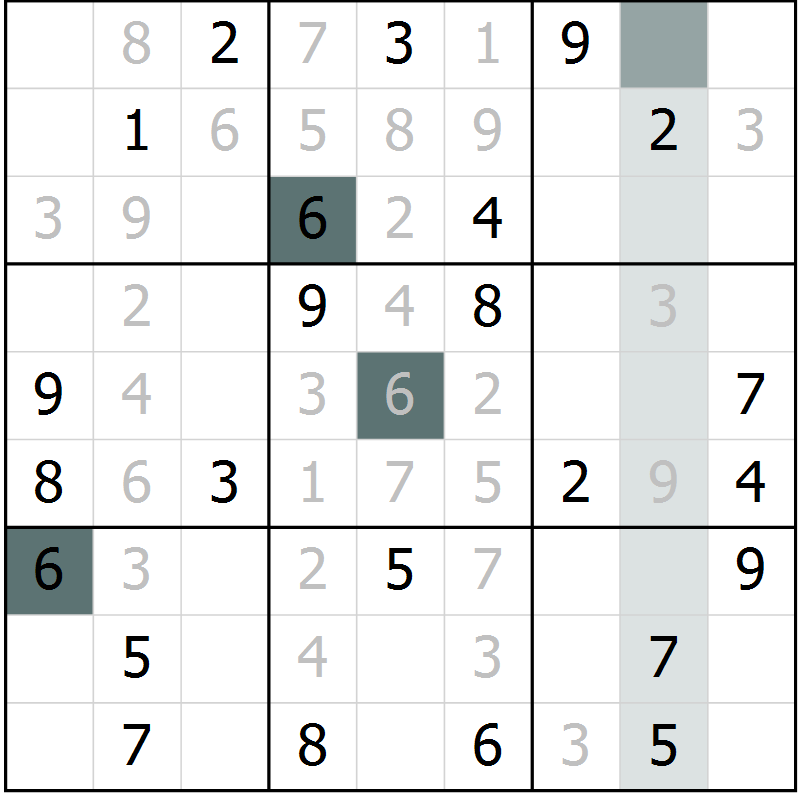 Position des candidats pour la solution de la Gr 67 page 69 du magazine de sudoku Expert n° 019