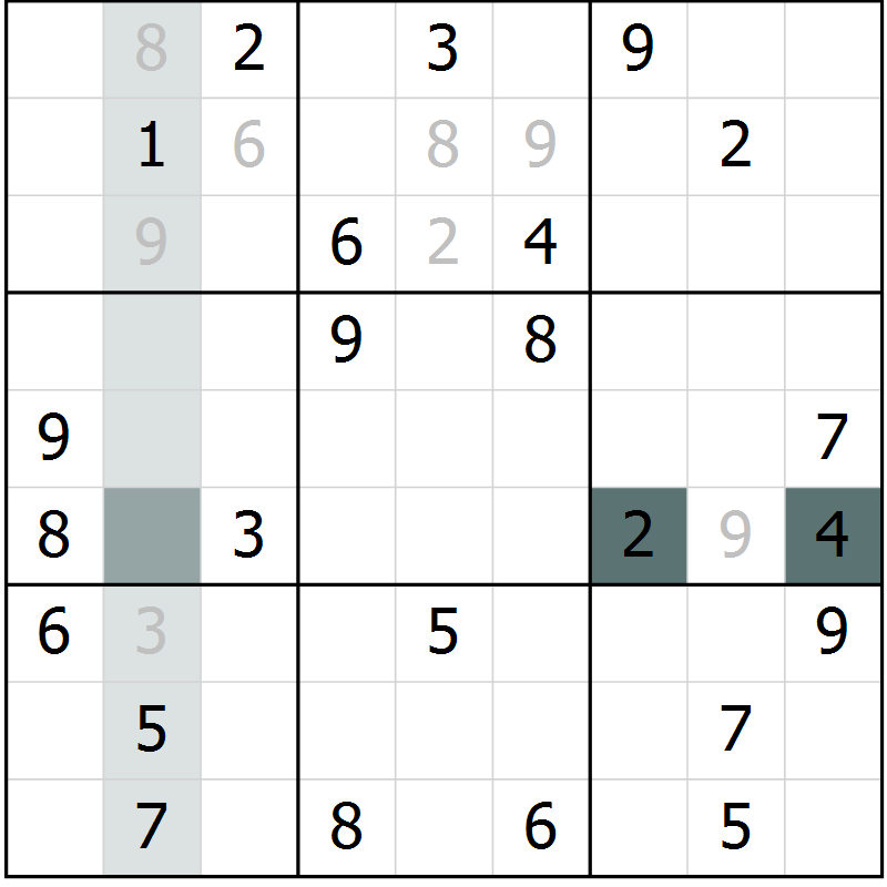 Position des candidats pour la solution de la Gr 67 page 69 du magazine de sudoku Expert n° 019