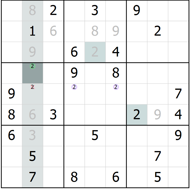 Position des candidats pour la solution de la Gr 67 page 69 du magazine de sudoku Expert n° 019