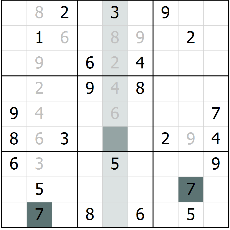 Position des candidats pour la solution de la Gr 67 page 69 du magazine de sudoku Expert n° 019