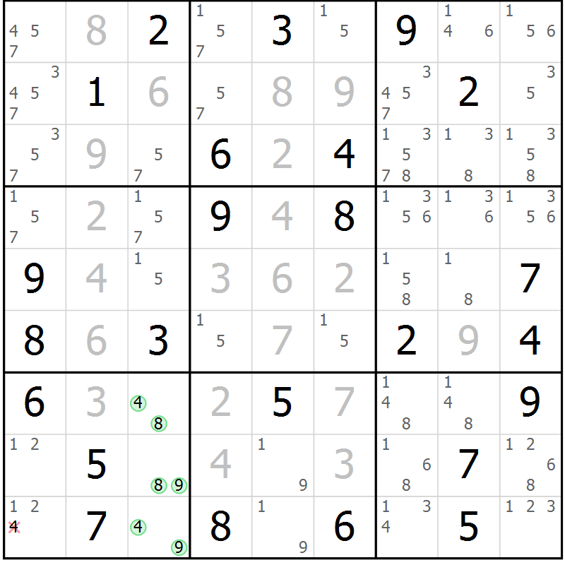 Position des candidats pour la solution de la Gr 67 page 69 du magazine de sudoku Expert n° 019