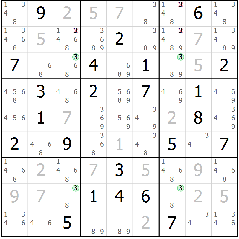 Position des candidats pour la solution de la Gr 68 page 70 du magazine de sudoku Expert n° 019