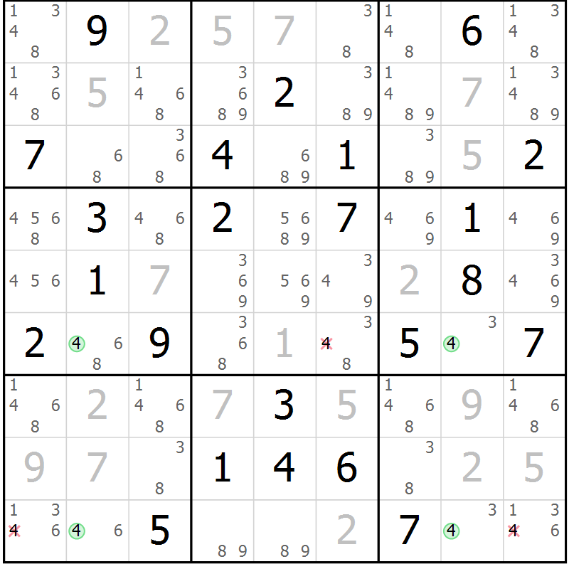 Position des candidats pour la solution de la Gr 68 page 70 du magazine de sudoku Expert n° 019