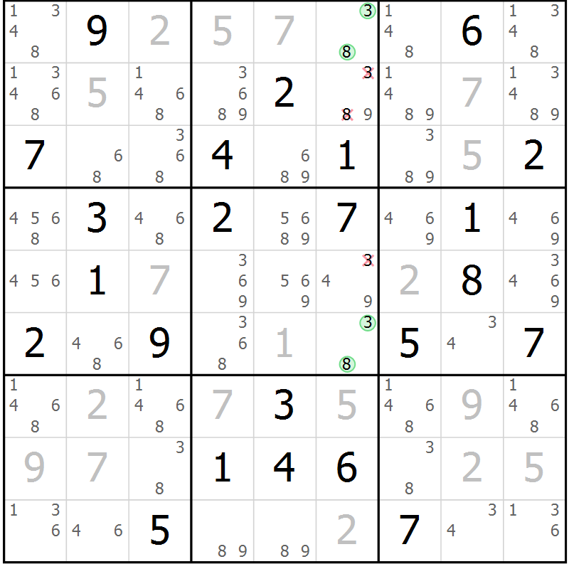Position des candidats pour la solution de la Gr 68 page 70 du magazine de sudoku Expert n° 019