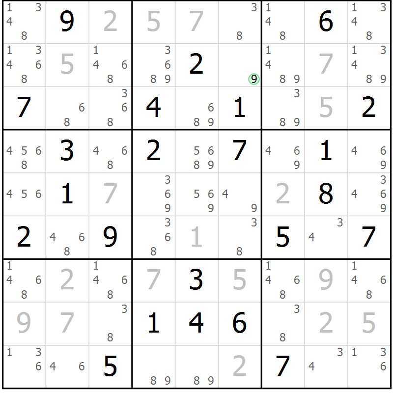Position des candidats pour la solution de la Gr 68 page 70 du magazine de sudoku Expert n° 019