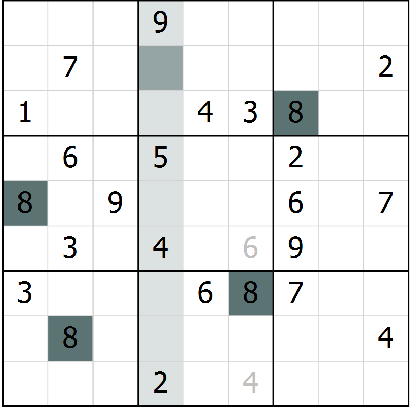 Position des candidats pour la solution de la Gr 69 page 71 du magazine de sudoku Expert n° 019
