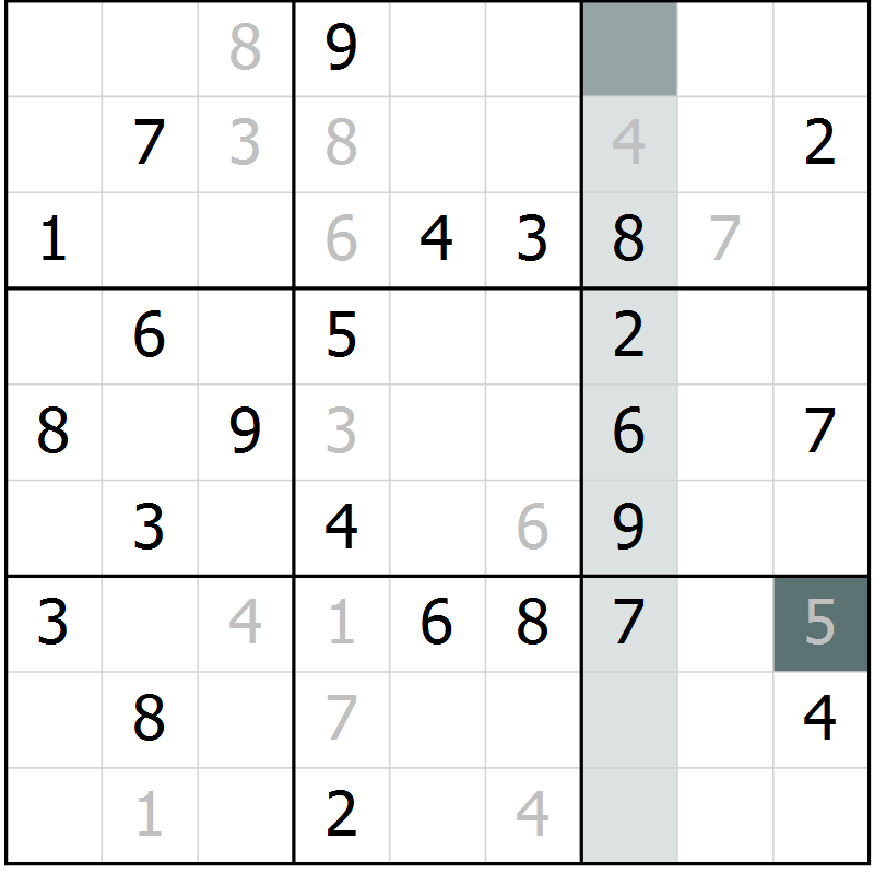 Position des candidats pour la solution de la Gr 69 page 71 du magazine de sudoku Expert n° 019