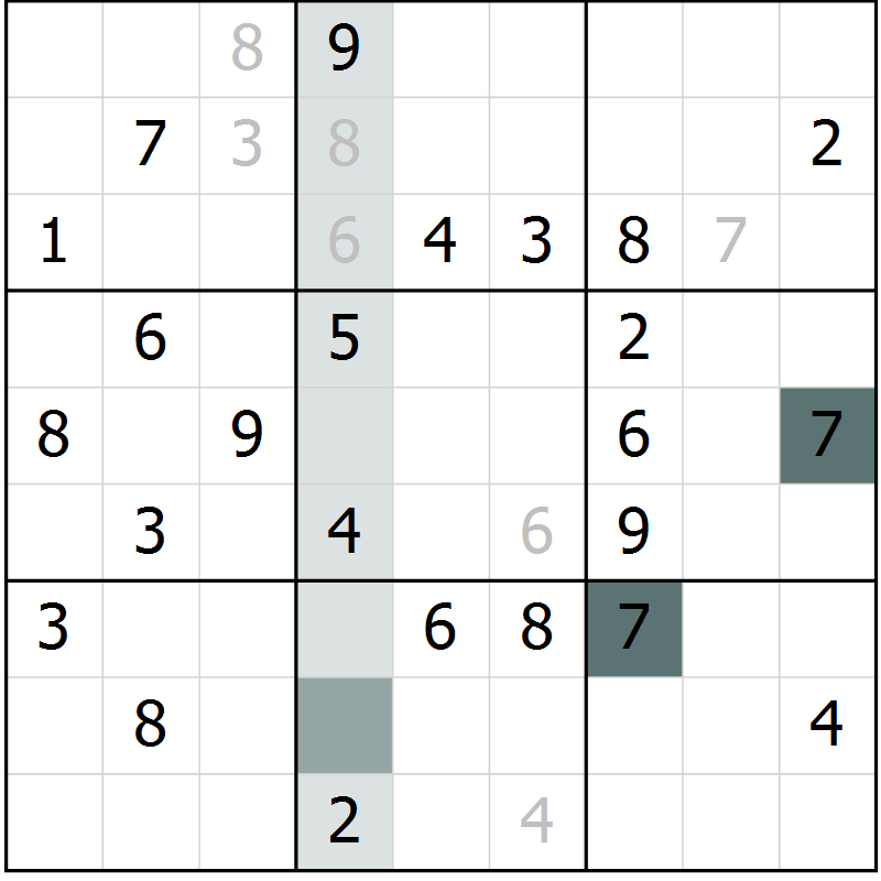 Position des candidats pour la solution de la Gr 69 page 71 du magazine de sudoku Expert n° 019