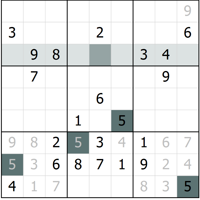 Position des candidats pour la solution de la Gr 7 page 9 du magazine de sudoku Expert n° 019