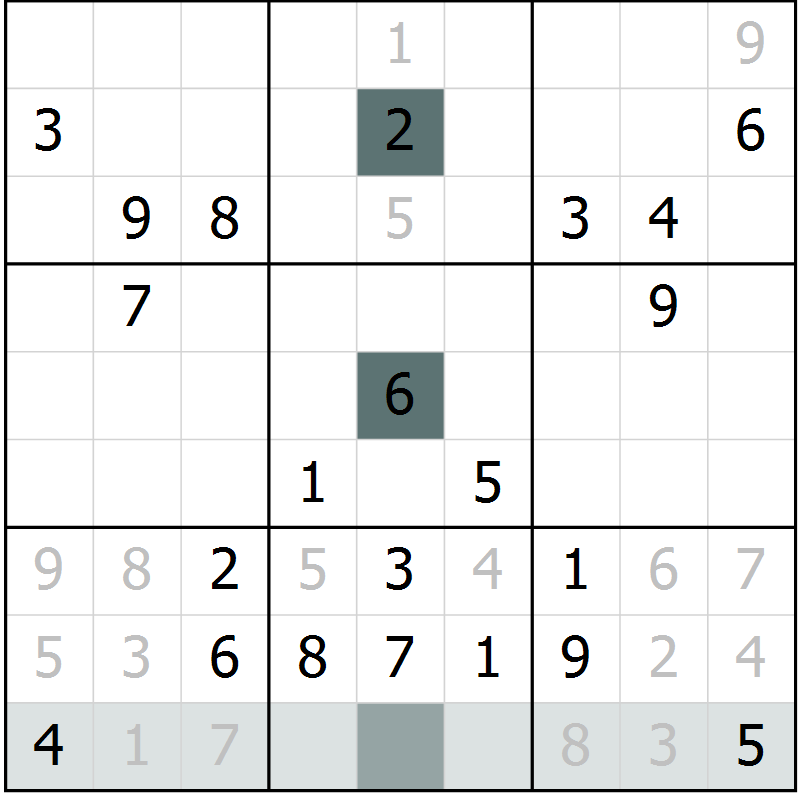 Position des candidats pour la solution de la Gr 7 page 9 du magazine de sudoku Expert n° 019