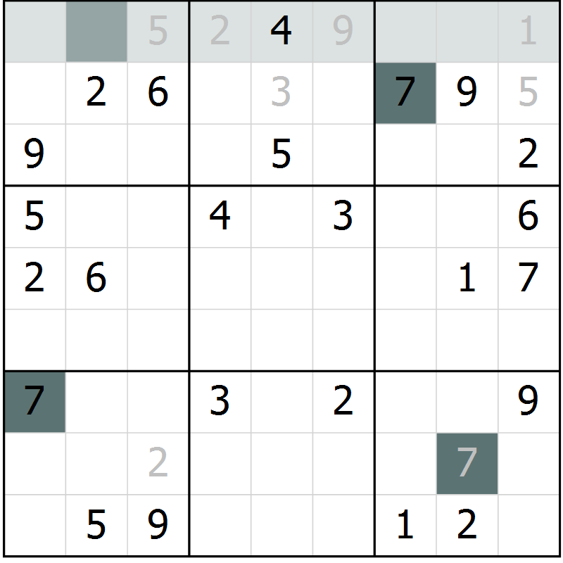 Position des candidats pour la solution de la Gr 70 page 72 du magazine de sudoku Expert n° 019