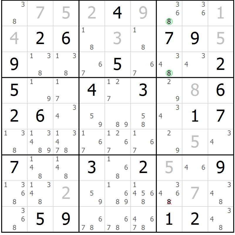 Position des candidats pour la solution de la Gr 70 page 72 du magazine de sudoku Expert n° 019