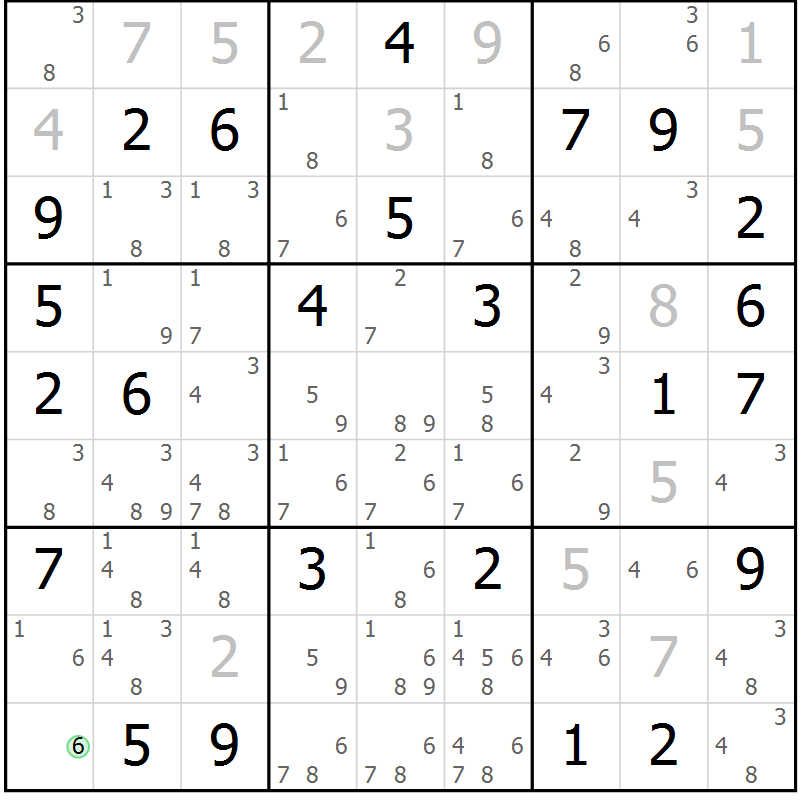 Position des candidats pour la solution de la Gr 70 page 72 du magazine de sudoku Expert n° 019