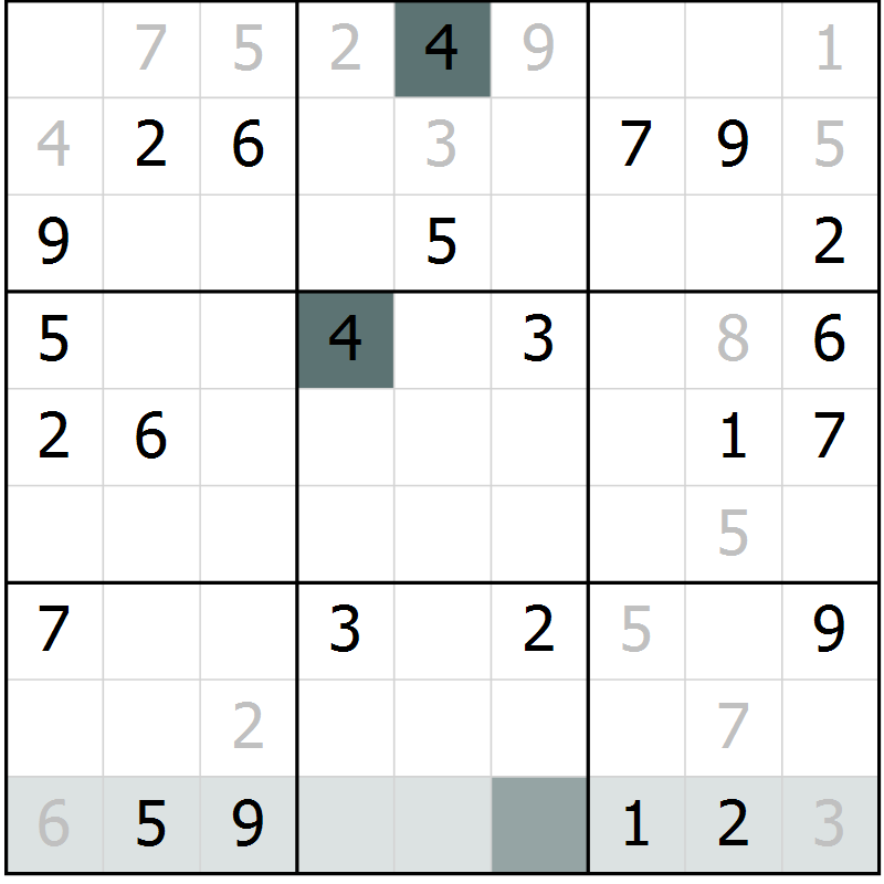 Position des candidats pour la solution de la Gr 70 page 72 du magazine de sudoku Expert n° 019