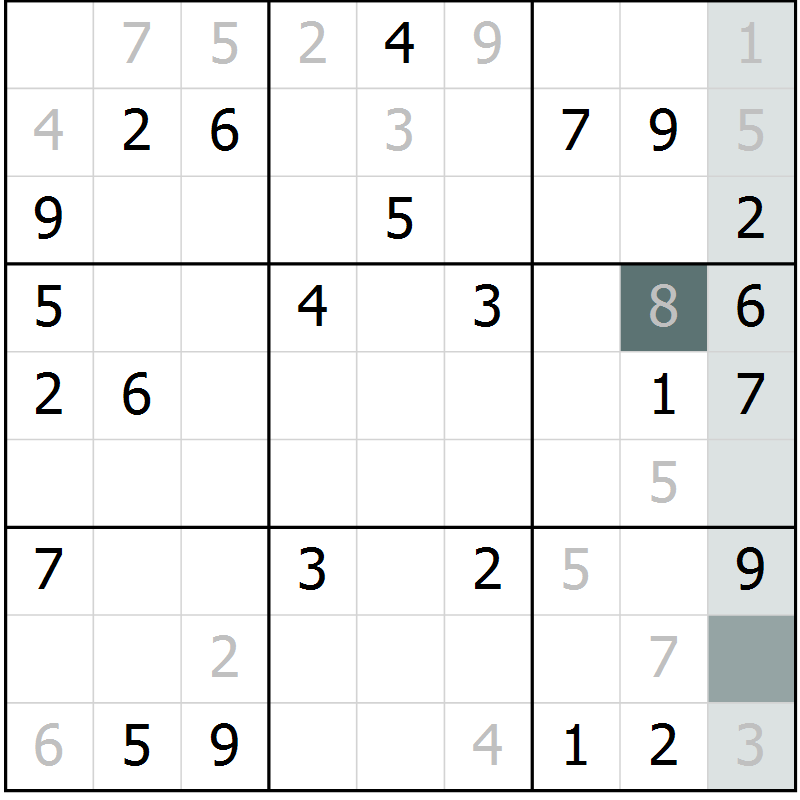 Position des candidats pour la solution de la Gr 70 page 72 du magazine de sudoku Expert n° 019