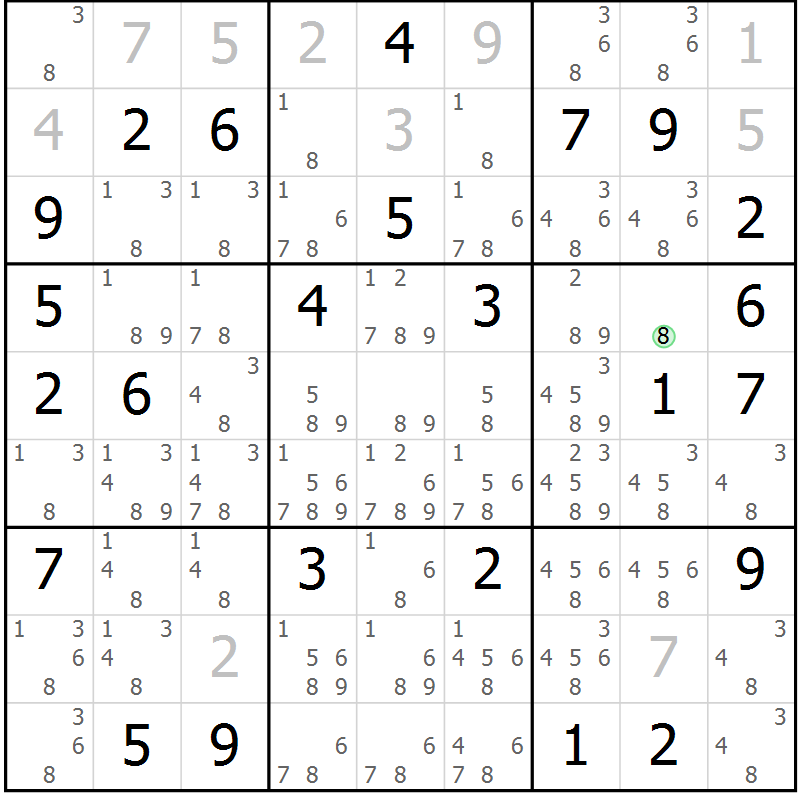 Position des candidats pour la solution de la Gr 70 page 72 du magazine de sudoku Expert n° 019