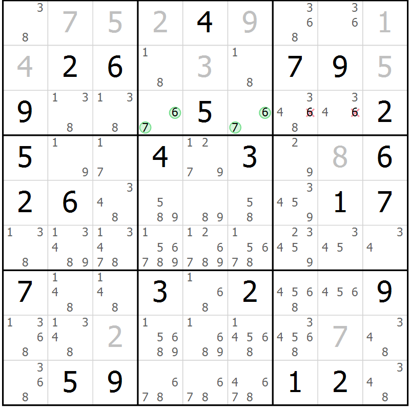 Position des candidats pour la solution de la Gr 70 page 72 du magazine de sudoku Expert n° 019