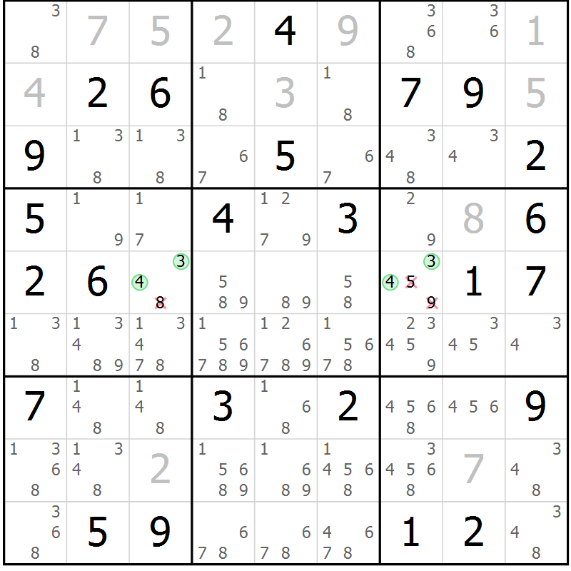Position des candidats pour la solution de la Gr 70 page 72 du magazine de sudoku Expert n° 019