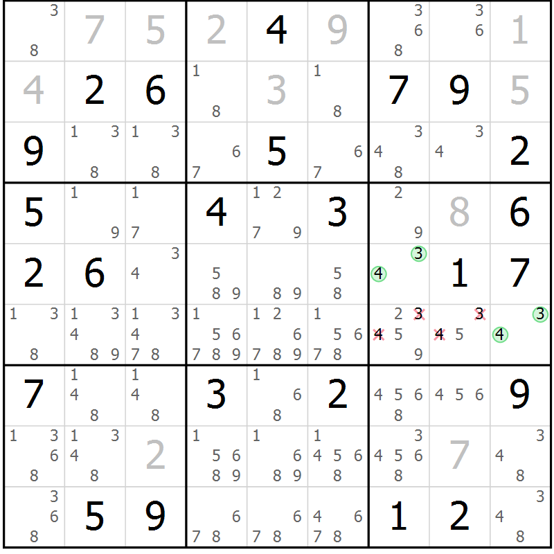 Position des candidats pour la solution de la Gr 70 page 72 du magazine de sudoku Expert n° 019
