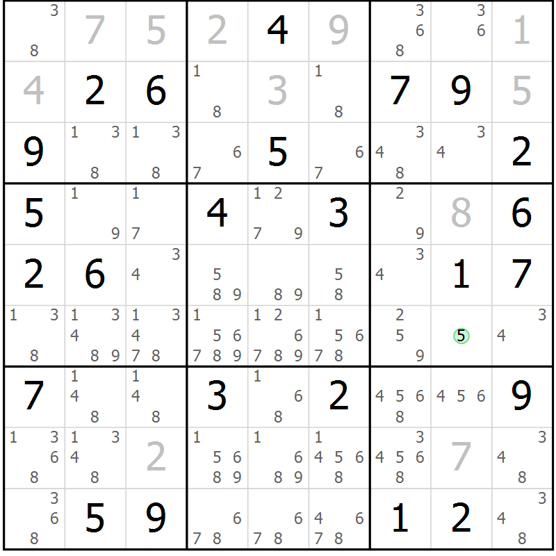 Position des candidats pour la solution de la Gr 70 page 72 du magazine de sudoku Expert n° 019
