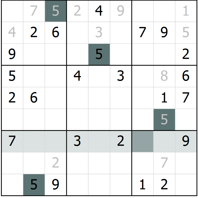 Position des candidats pour la solution de la Gr 70 page 72 du magazine de sudoku Expert n° 019