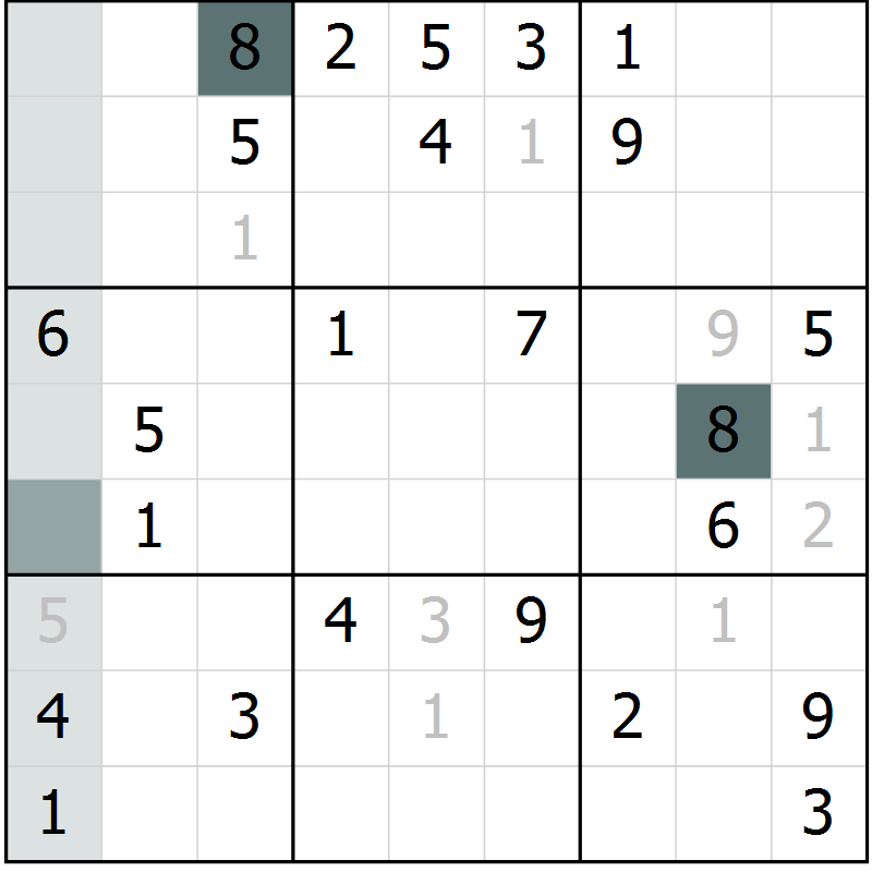 Position des candidats pour la solution de la Gr 71 page 73 du magazine de sudoku Expert n° 019