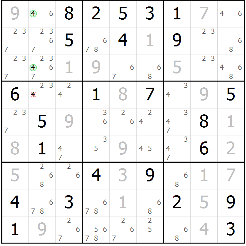 Position des candidats pour la solution de la Gr 71 page 73 du magazine de sudoku Expert n° 019