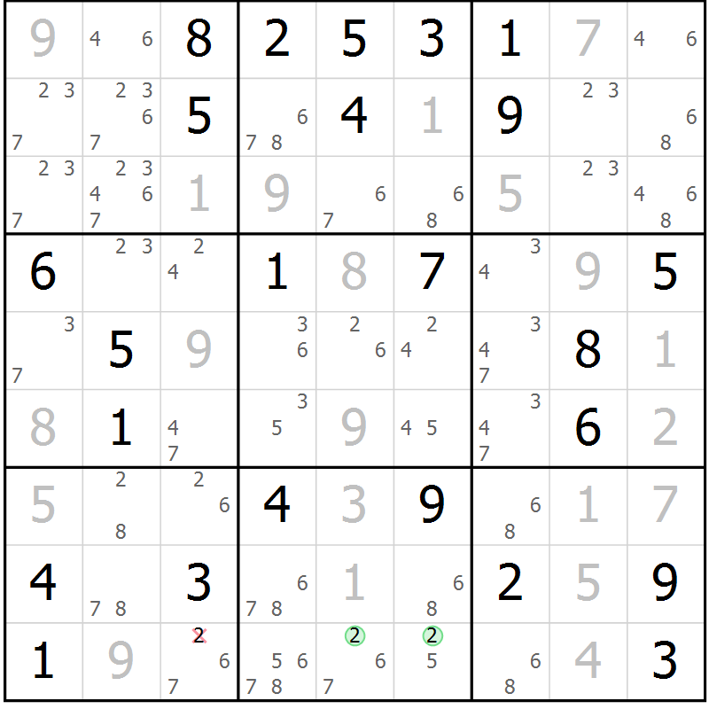 Position des candidats pour la solution de la Gr 71 page 73 du magazine de sudoku Expert n° 019